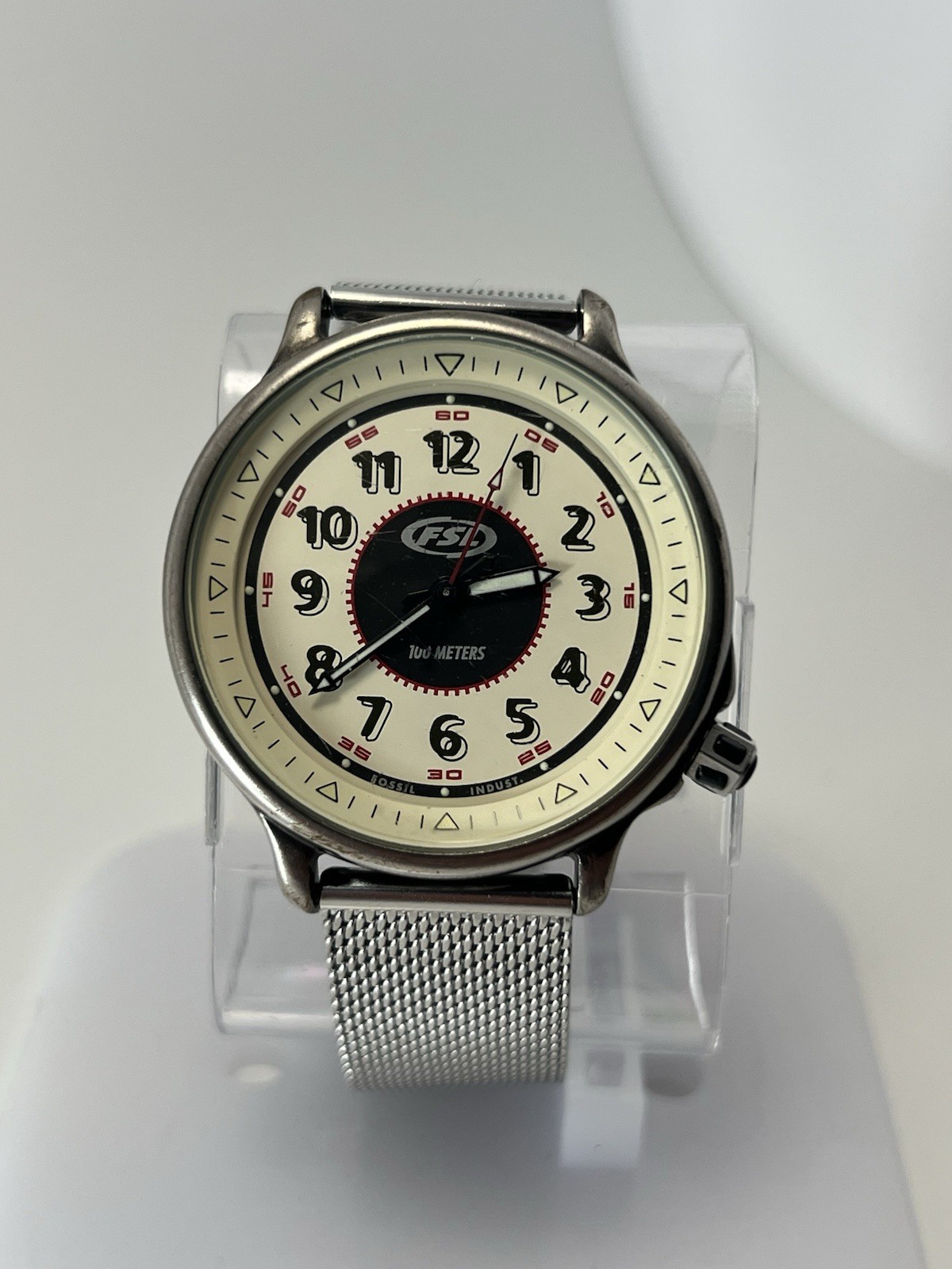 Fossil Men’s Quartz Watch Cream Dial Metal Mesh Strap