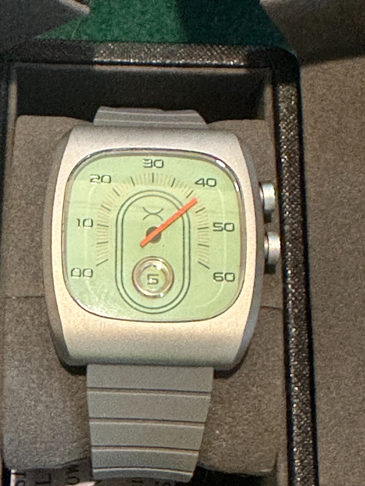 New Xeric Retroscope Retrograde Jump Hour, Vintage Mint/Orange colorway