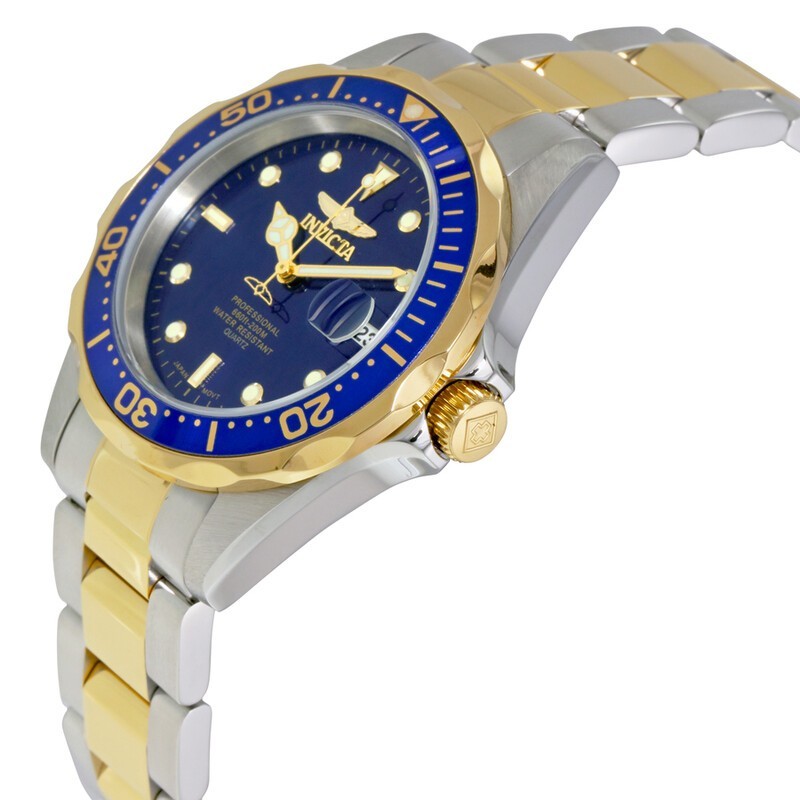 Invicta Unisex Watch Pro Diver Quartz Blue Dial Two Tone Steel Bracelet 8935