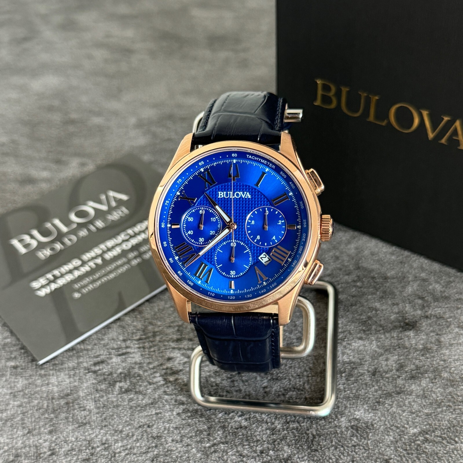 Bulova Men’s Wilton Classic Blue Textured Dial Chronograph Watch 97B170