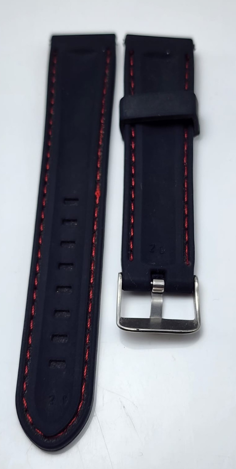 20mm Black Silicone Rubber Watch Strap Waterproof Sport Replacement Band