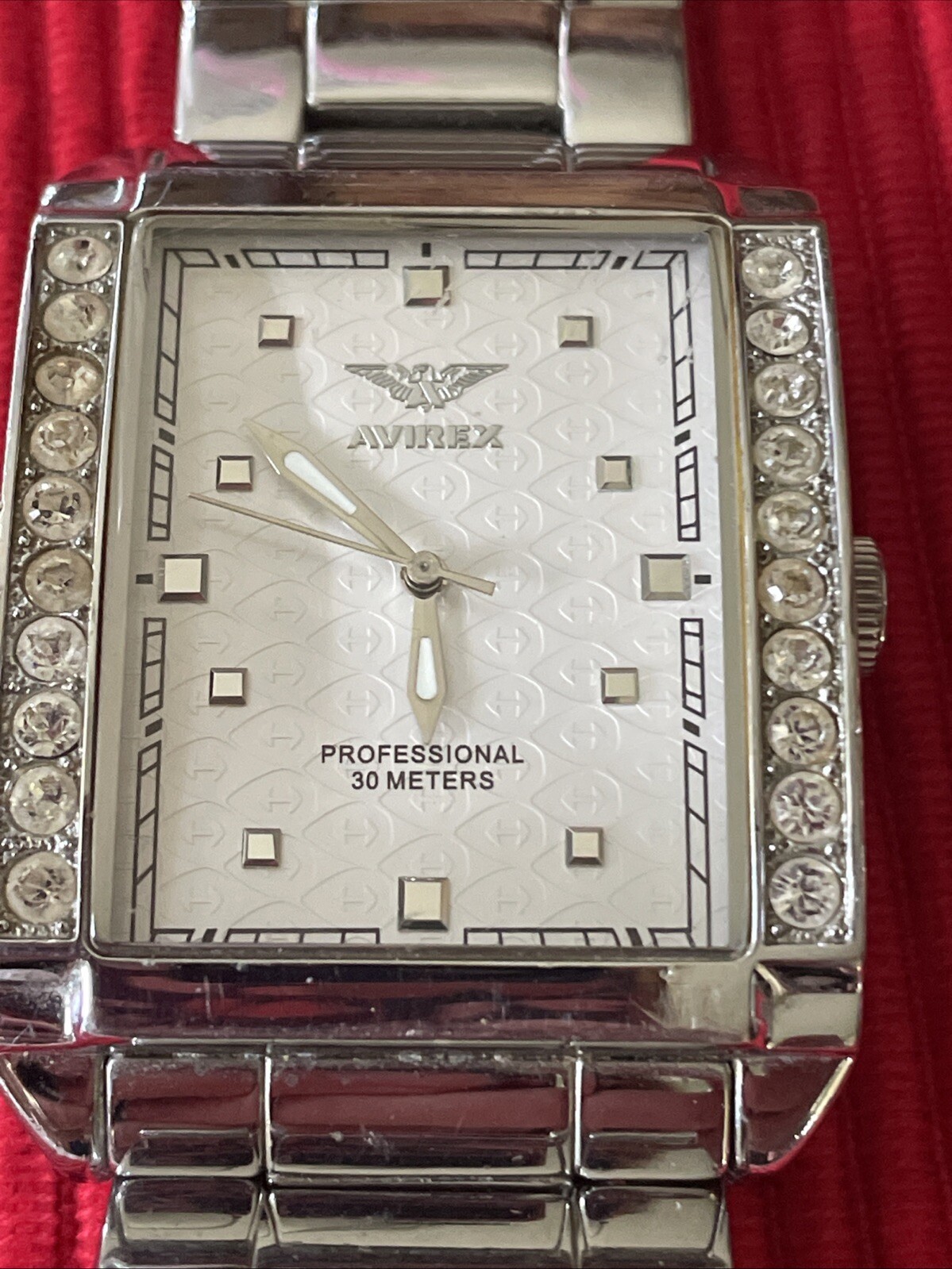 Mens Avirex Professional 30 Meters Model RX75024G1 Silver Tone w/Bling (CA)