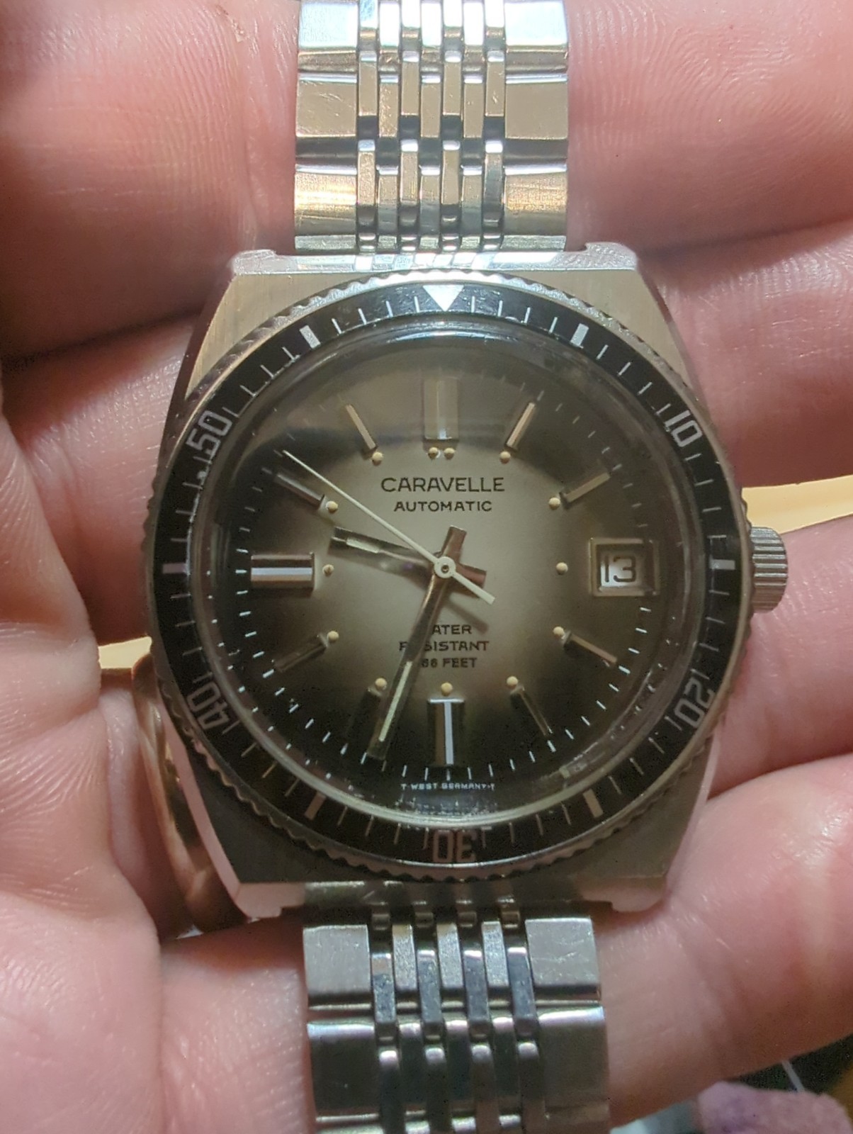 Vintage Bulova Caravelle Devil Diver 666 Ft N6 1976 Charcoal Sunburst Dial