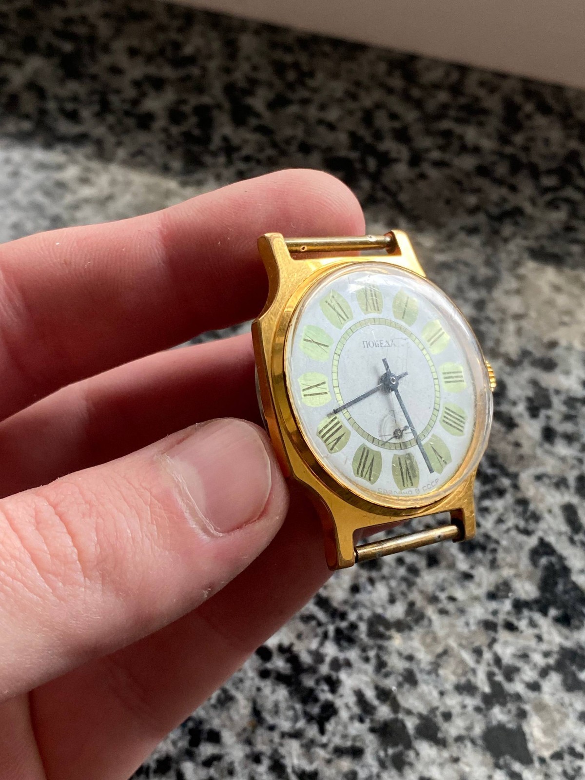Pobeda Watch Vintage Soviet mechanical USSR Wristwach Rare Gold Plated AU