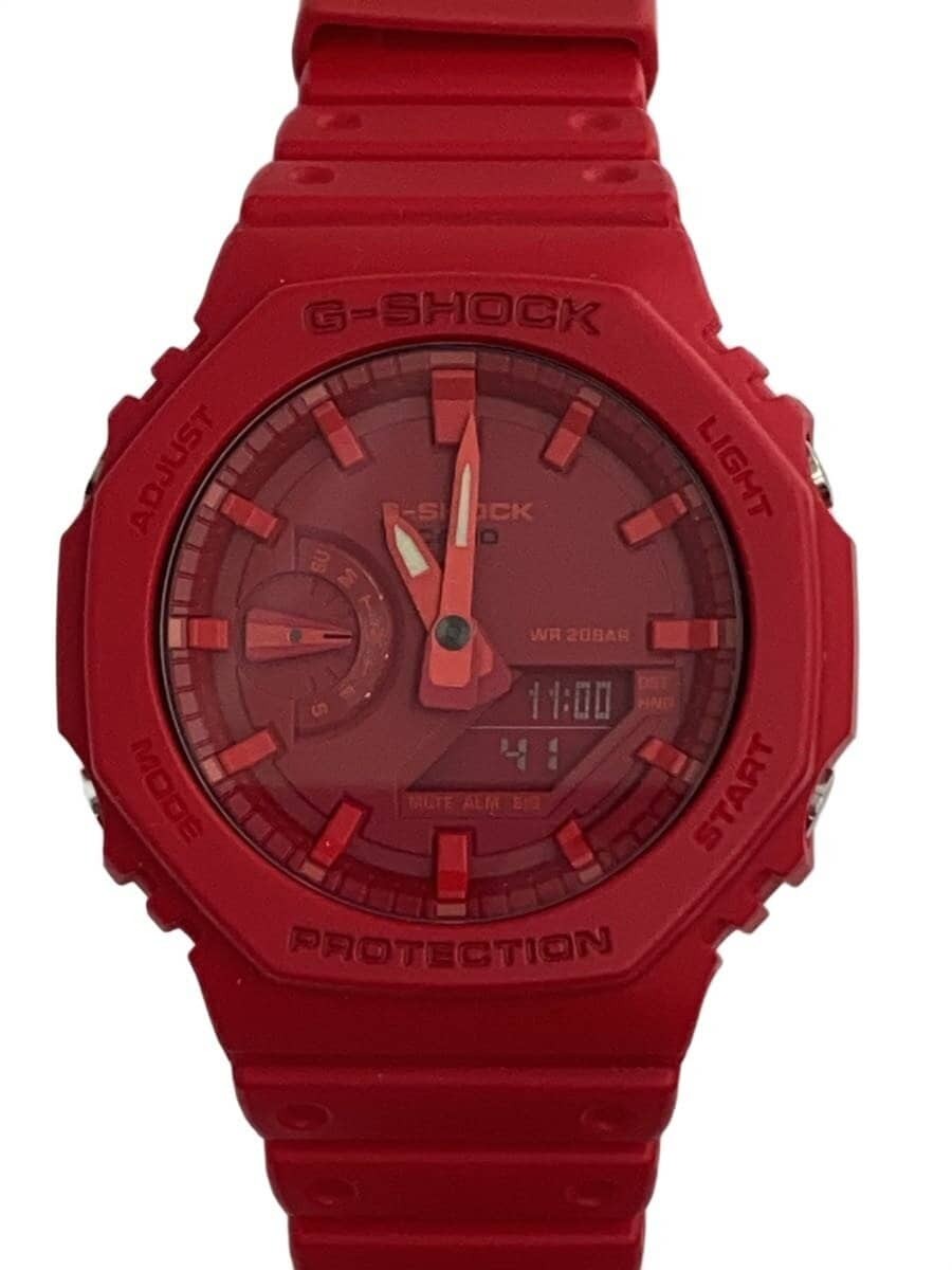 CASIO G-SHOCK Quartz Analog Wristwatch Rubber RED RED Plastic GA 2100 NULL
