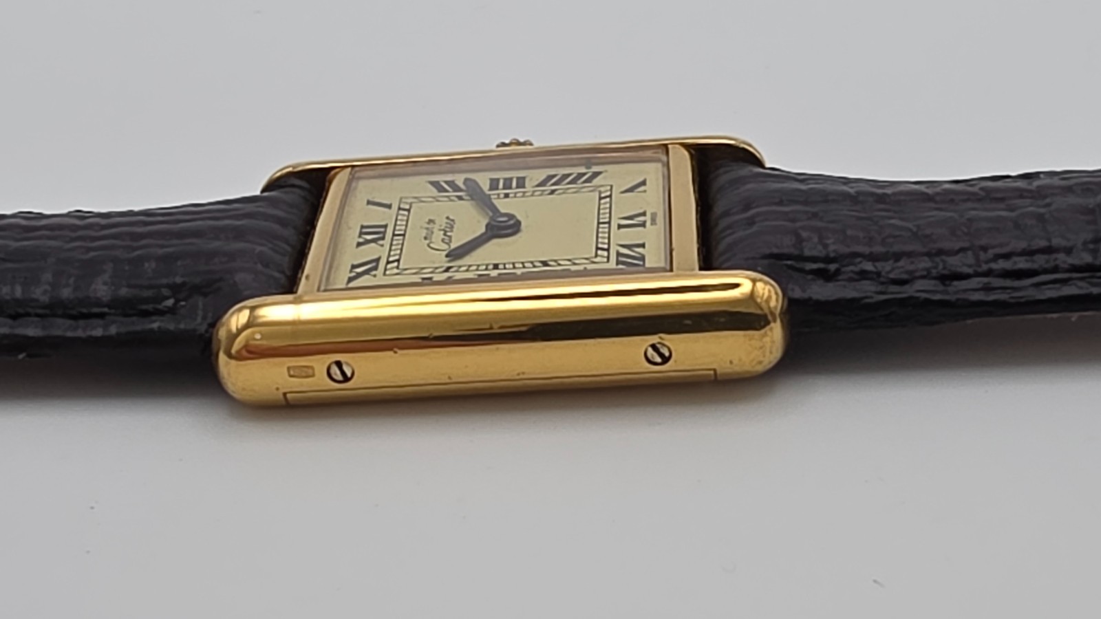 Must de Cartier Tank 18ct Gold on Sterling Silver Lady’s Watch in Cartier Box.