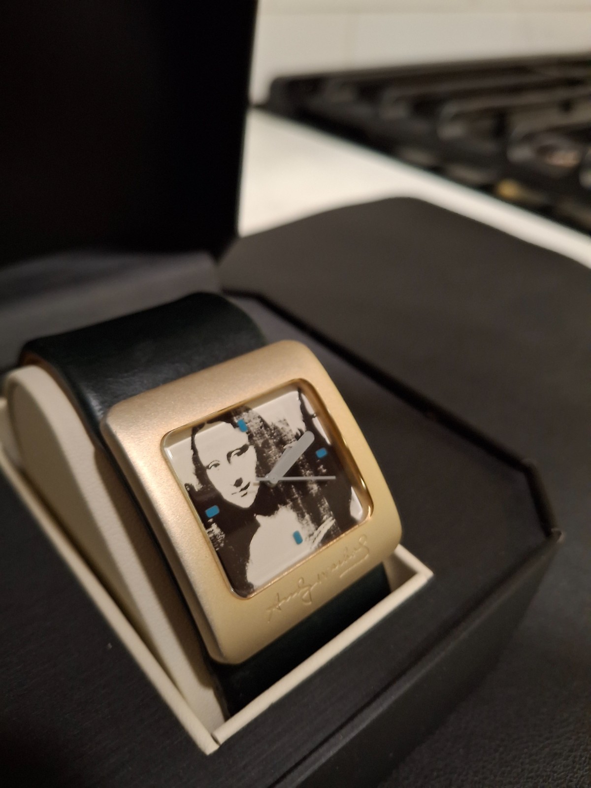 Andy Warhol Mona Lisa Art Watch Quartz Leather Strap Pop Art Rare Unisex