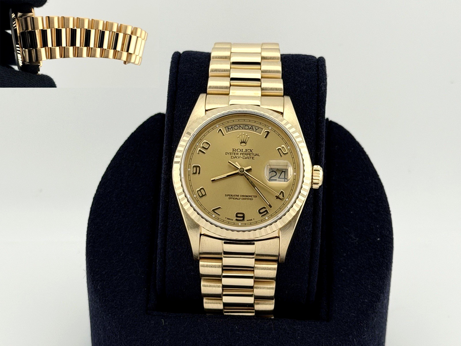 Rolex Day Date President 18038 36mm Champagne Arabic Dial 18k Yellow Gold