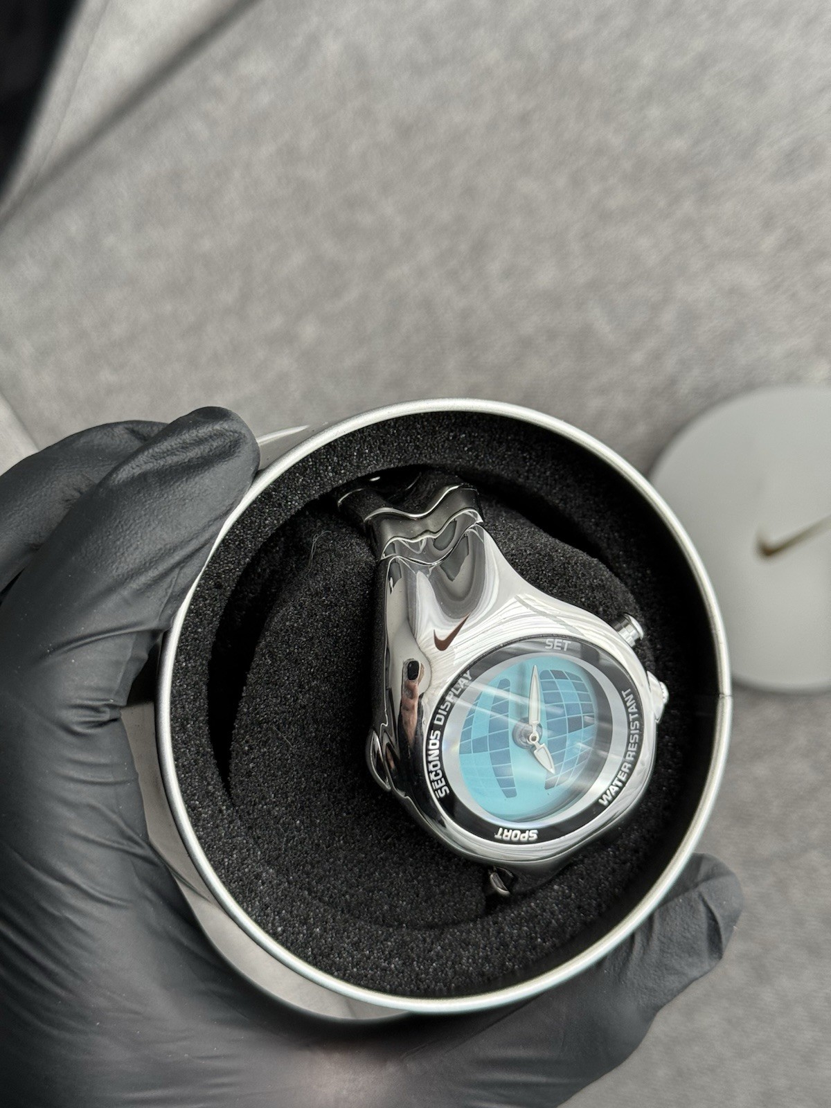 Vintage Nike Triax Metal Steel Watch Hype Y2K Avantgarde Retro Silver Chrome