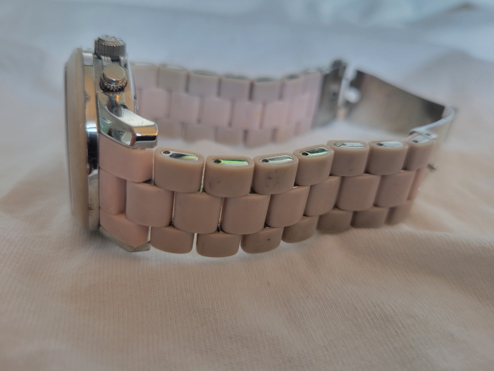 MICHAEL KORS WATCH PARKER ROSE MK5195 STEEL POLYCARBONATE LINKS NEEDS BATTERY
