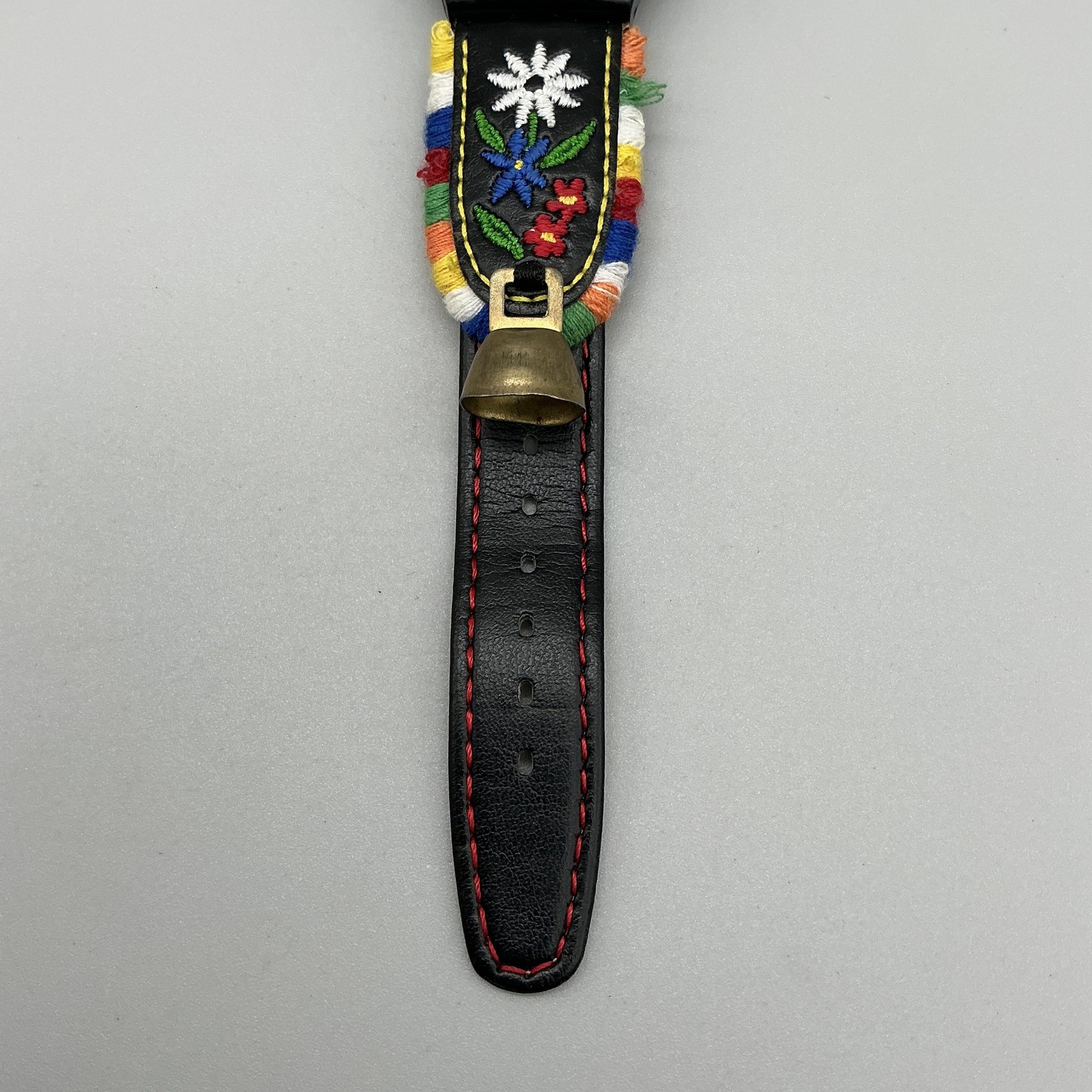 Swatch Die Glocke Mens Watch 33mm Black Embroidered Leather Bell New Battery