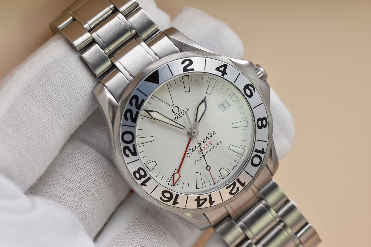 Mens Omega Seamaster GMT “Great White” Chronometer Stainless Steel 41MM 2538.20