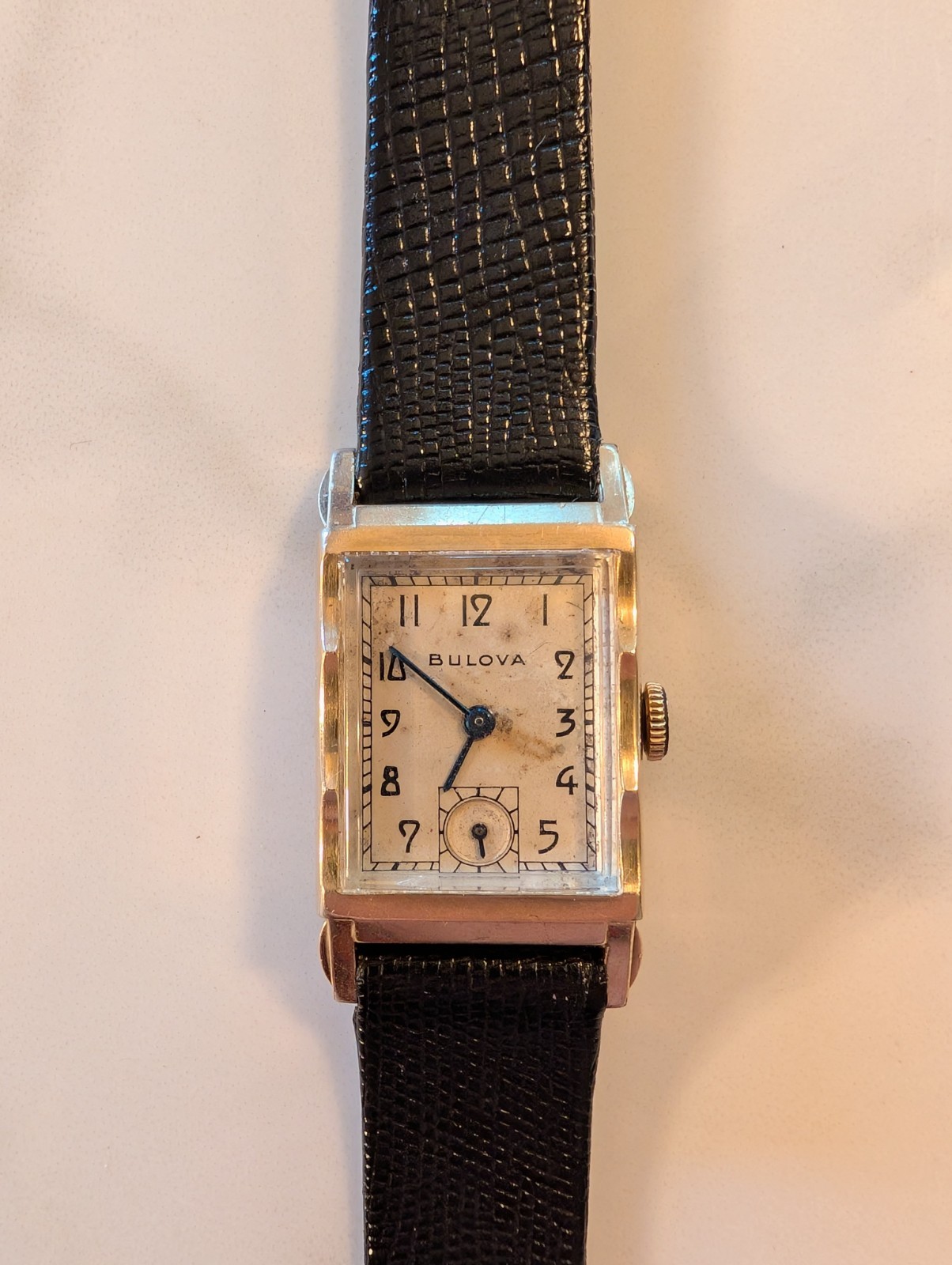 Bulova His Excellency Tank Manual 21j USA made Kreisler Lizard band Running 1948