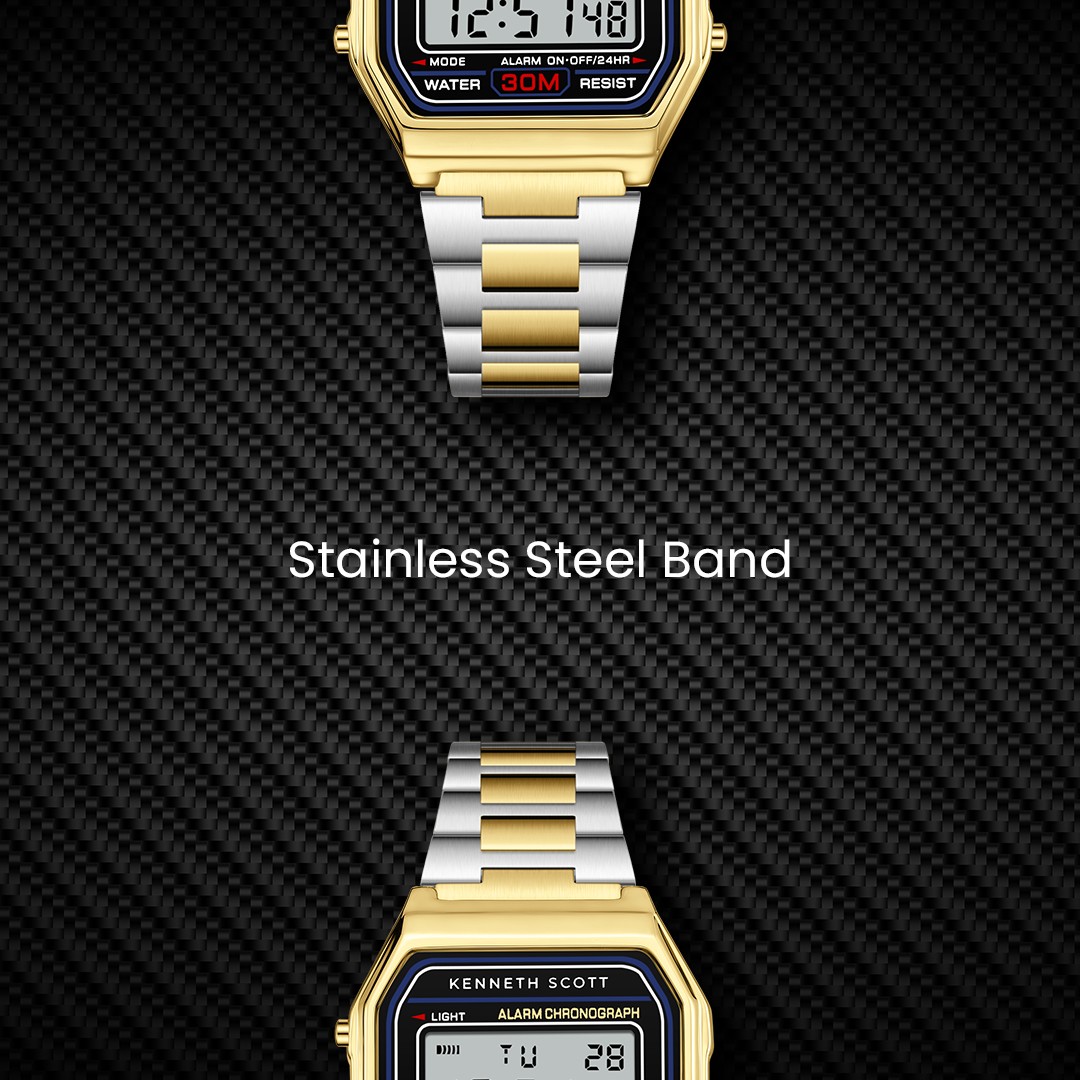 Kenneth Scott Men’s Digital Watch | Black Dial, 33mm, 30 m (3 ATM)