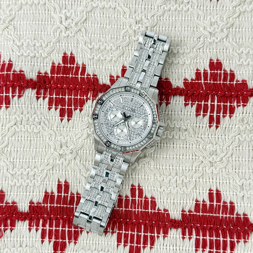 Bulova 96C134 Octava Men’s Silver Crystal Stainless Steel Quartz Watch 41.5mm