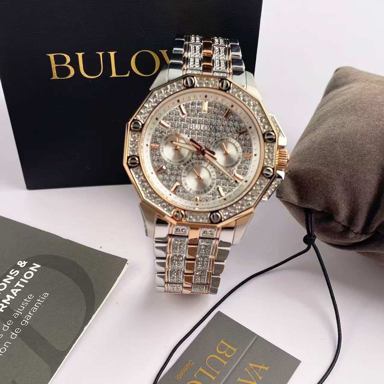 New Bulova Octava White Dial Rose Gold Stainless Steel Men’s Quartz Watch 98C133