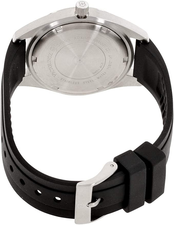 NEW VICTORINOX Garrison Black Dial Silicone Strap Ladies Watch 26033CB MSRP $120
