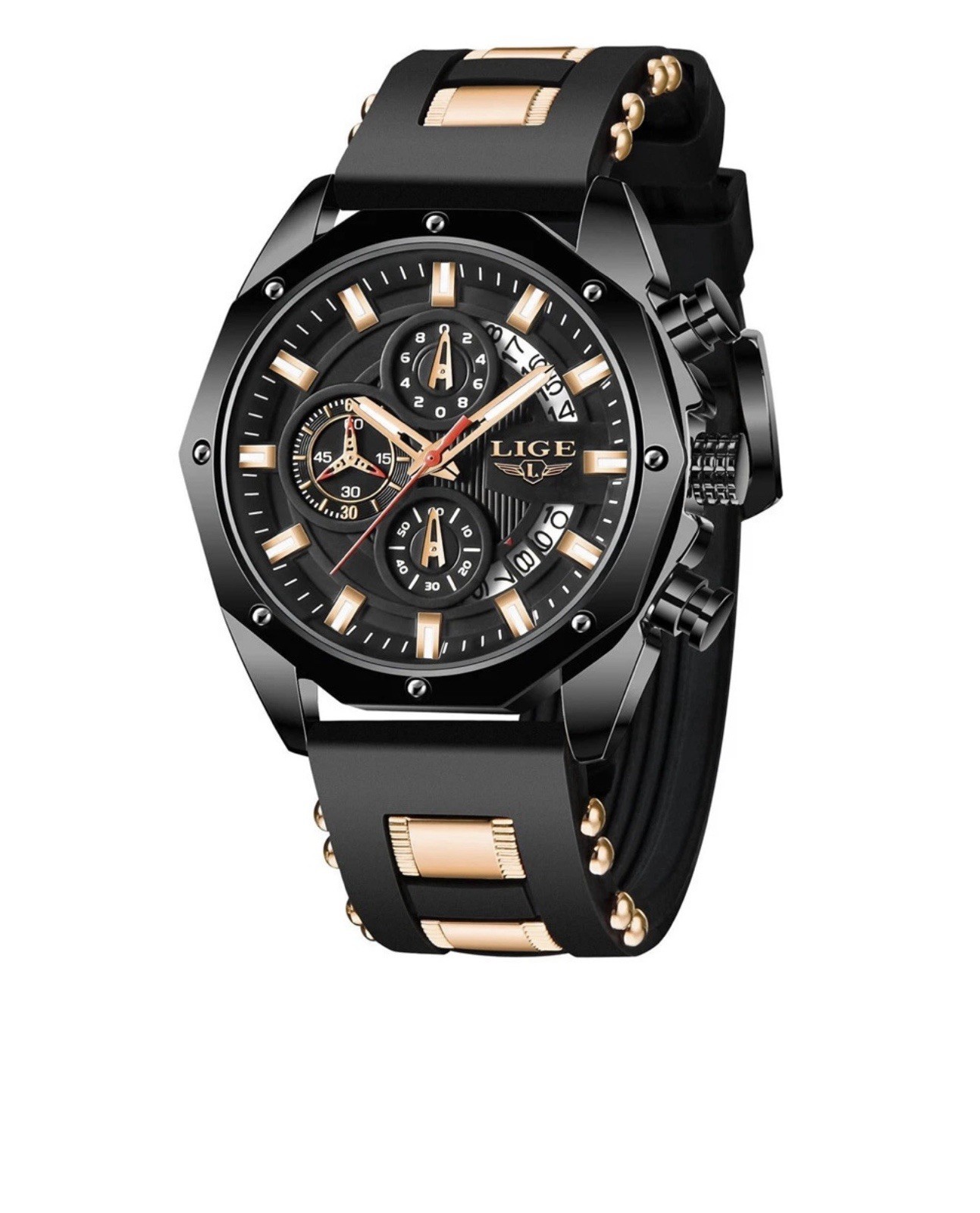 LIGE Watch Model 6181WM1 , water resistant, 47 mm rubber