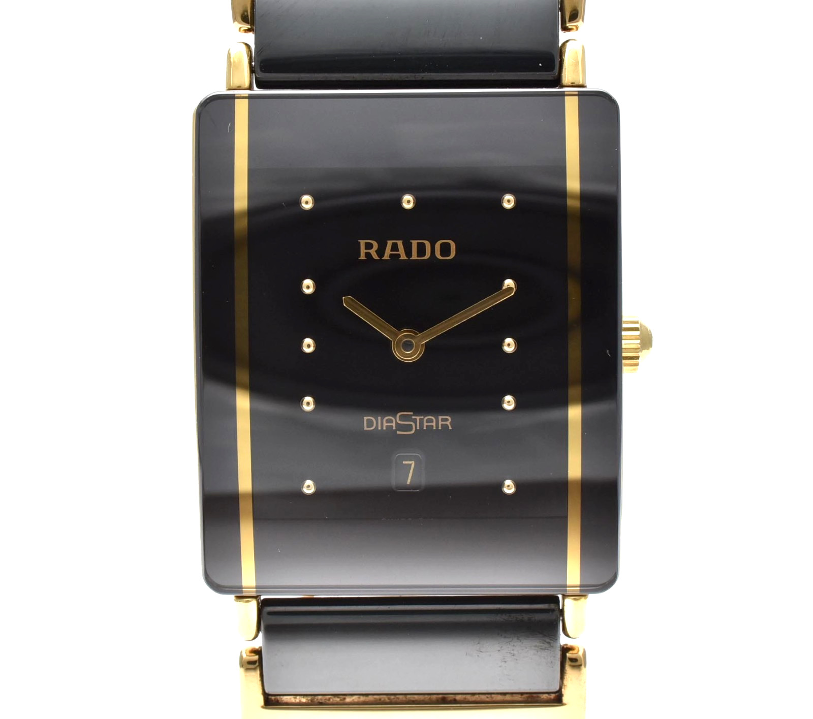 Vintage RADO DiaStar 160.0281.3N Black Dial Ceramic Date Quartz Watch JAPAN