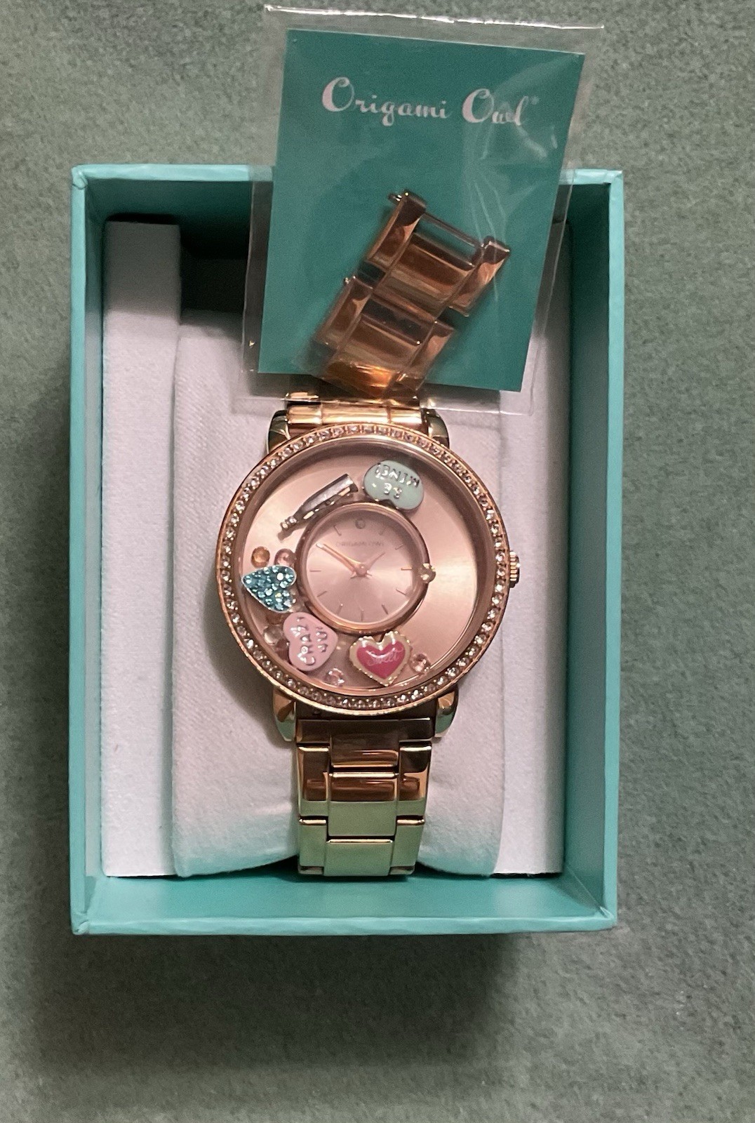Origami Owl Signature 2 Locket Wristwatch Quartz Analog Bracelet w/ Box/charms