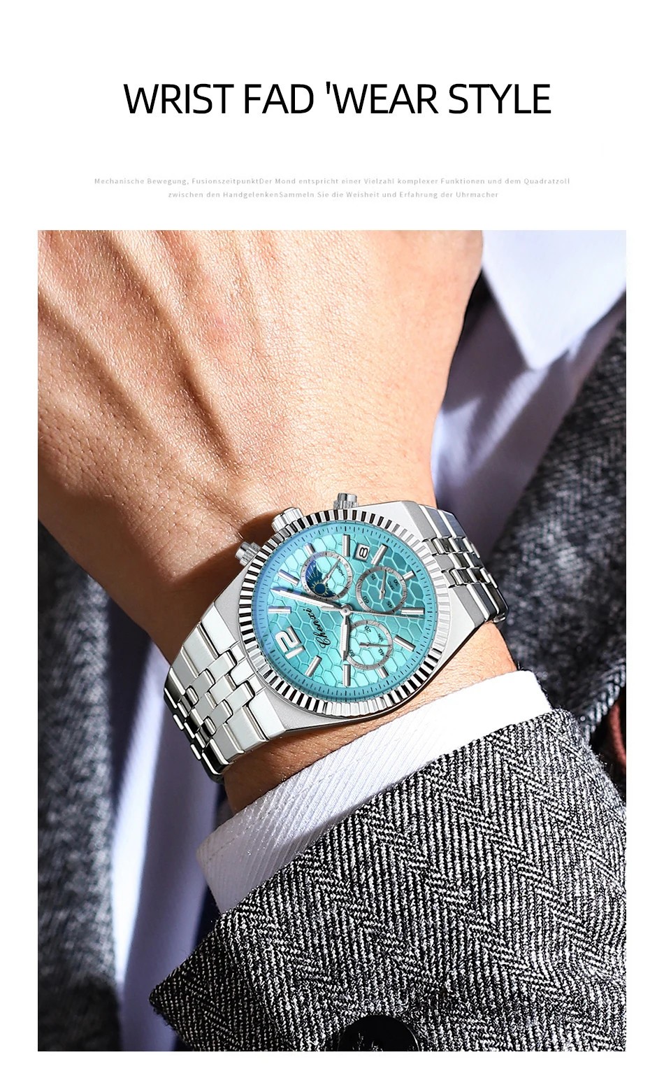 CHENXI Men Quartz Watch Chronograph Wristwatch Six-hands Male Business Watches