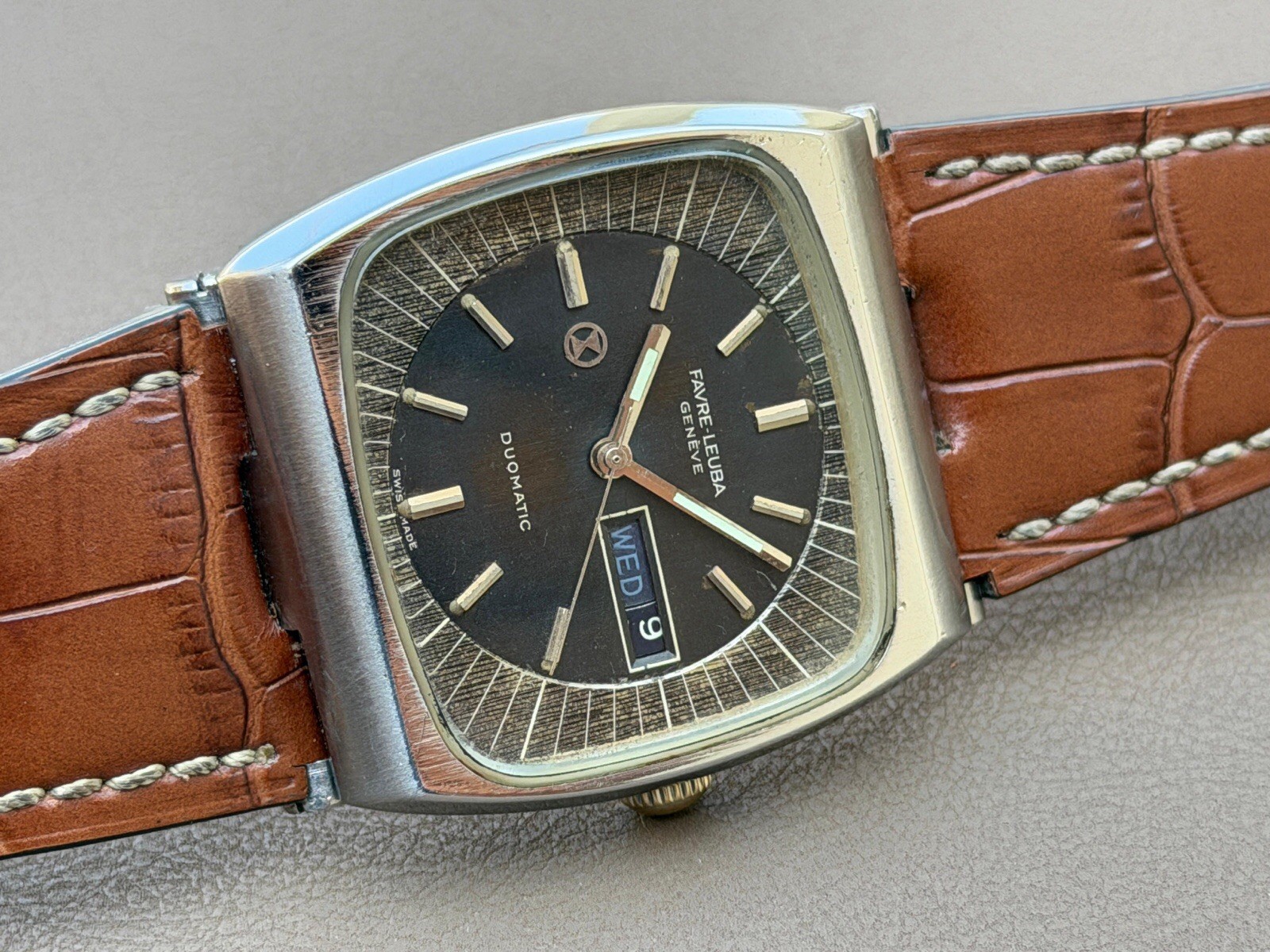 Favre Leuba Duomatic TV Shaped Automatic Swiss Made S-201