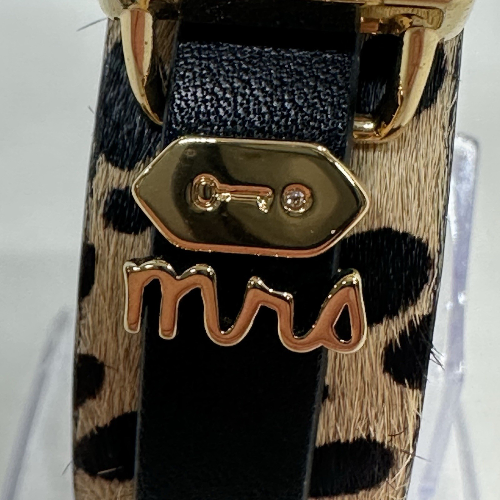 KEEP COLLECTIVE Gold Tone Watch Crystals CharmsReversible Black Brown Band Cuff
