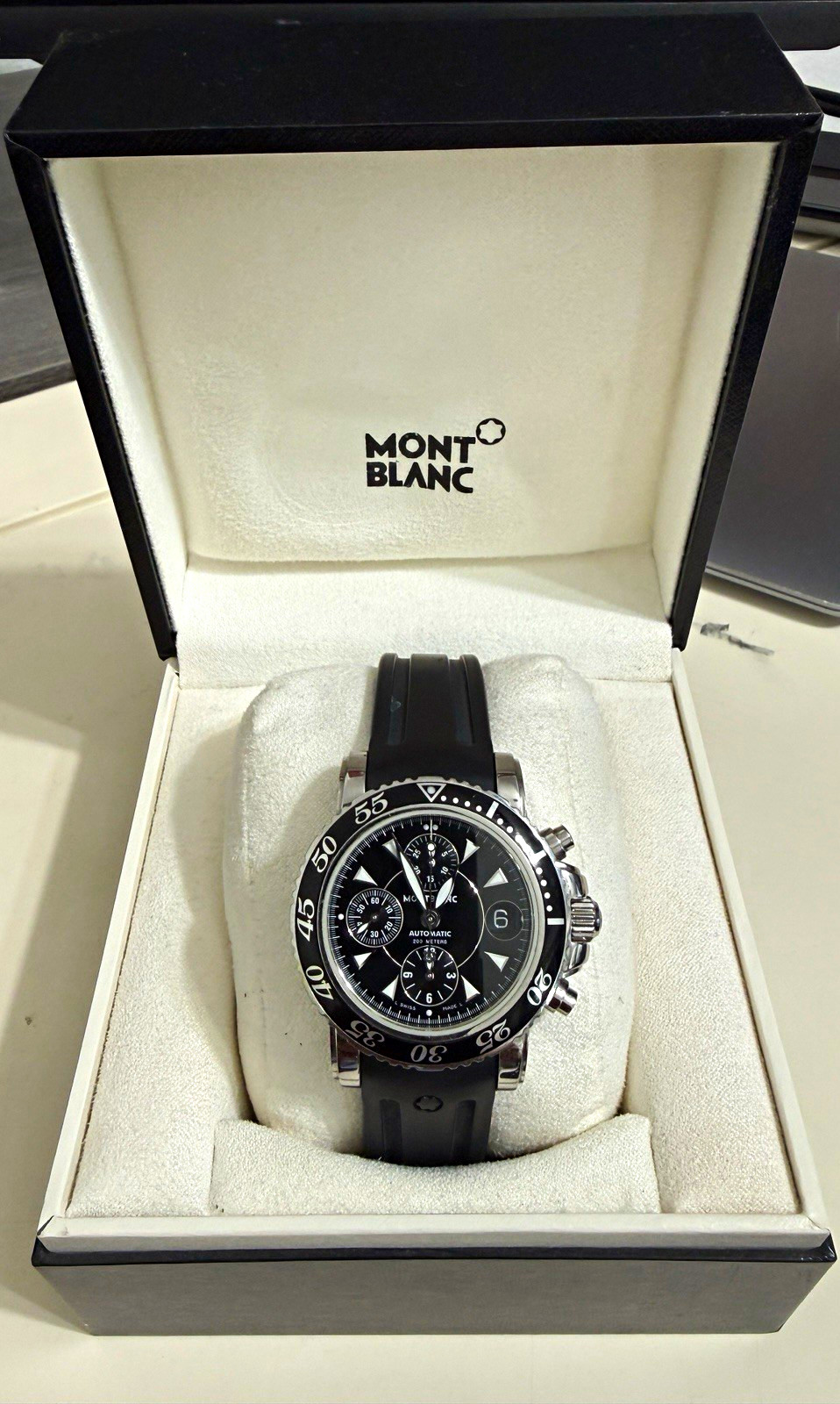 Montblanc Meisterstück Automatic Chronograph 200m Black Dial Rubber Strap 43mm