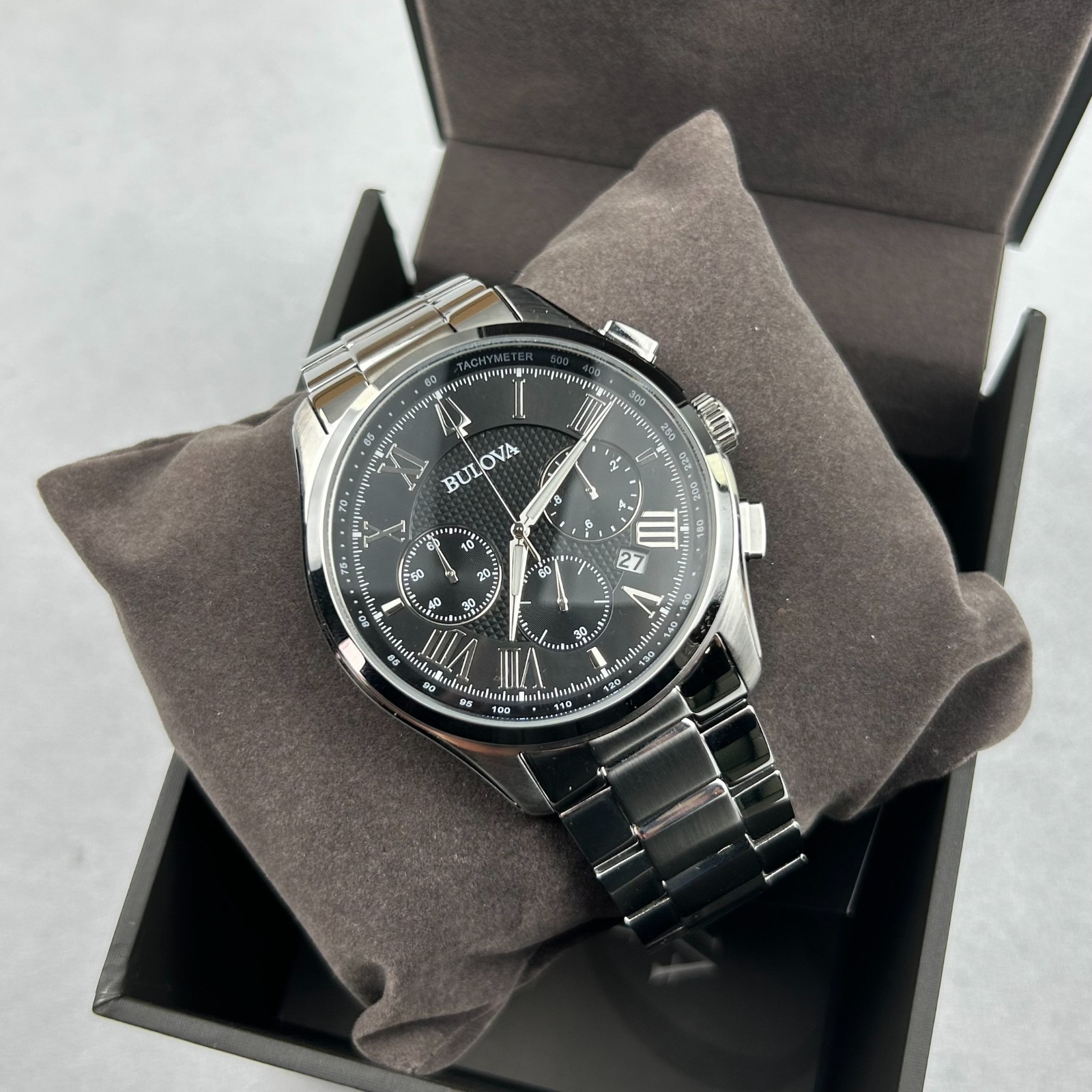 Bulova Wilton Classic 96B288 Black Dial Chronograph Men’s Quartz Watch 46.5mm