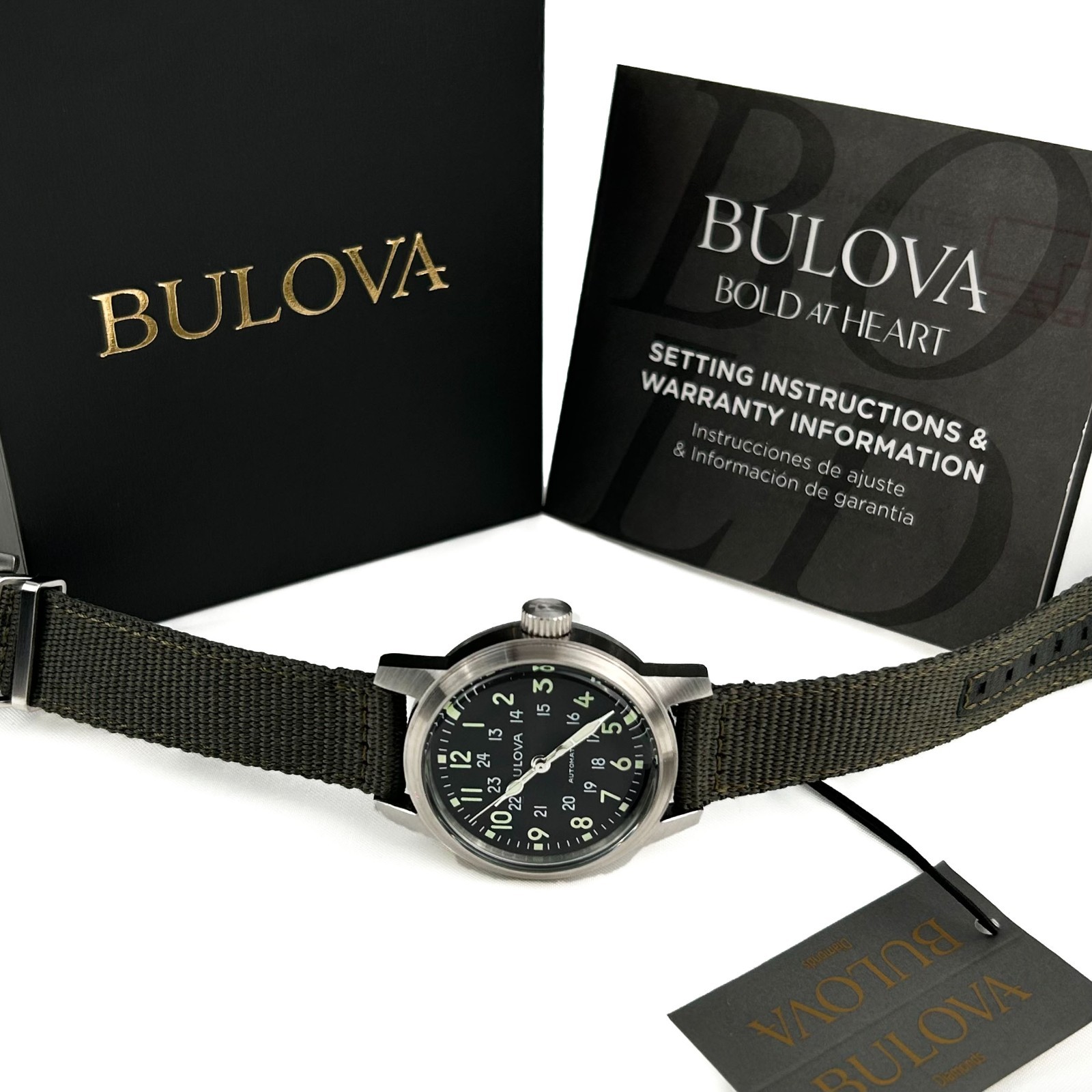 New w/box/Bulova 96A259 Military VWI Special Edition HACK Automatic Men’s Watch