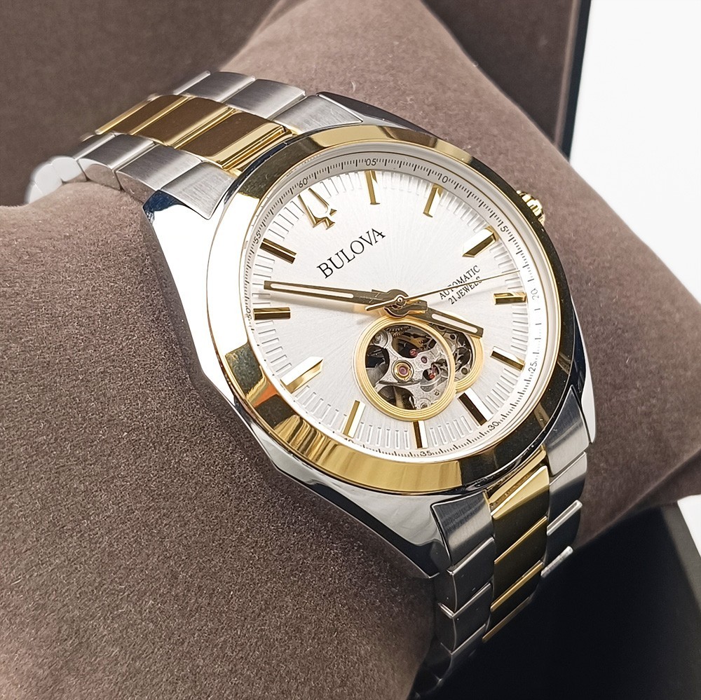 Men’s Bulova Surveyor 98A284 Silver-Gold Dial Two-Tone Stainless Automatic Watch