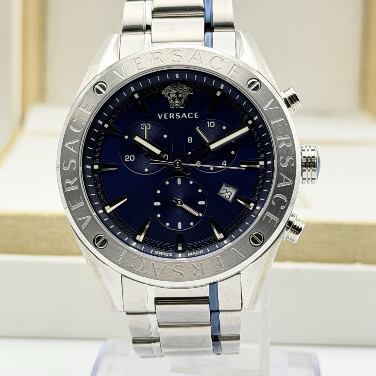 [B1Y] Versace V-Chrono Chronograph Blue Dial Quartz Watch VEHB00519 [c3p]