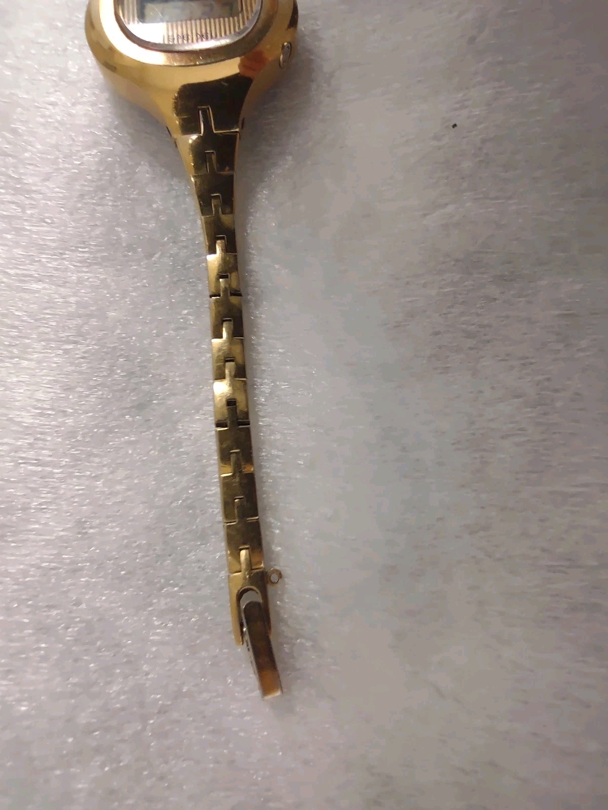 Vintage Speidel Quartz Digital Gold Dial Bracelet Unisex Adults Wristwatch
