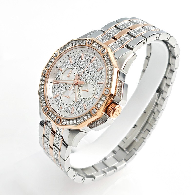 Bulova Octava Crystal Gold Silver Two Tone 41.5MM Men’s Quartz Watch 98C133