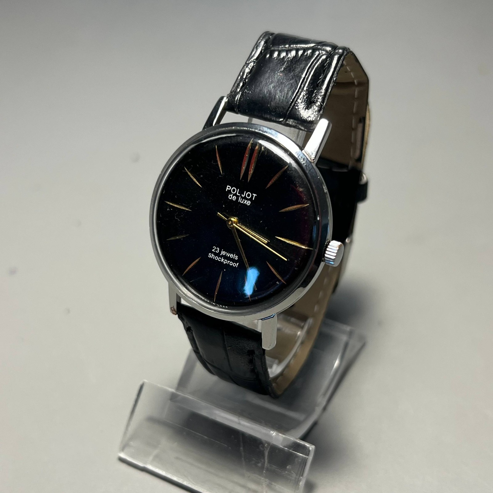 Wristwatch Poljot DE Luxe Ultra Slim 1 MChZ Mechanical Vintage Soviet