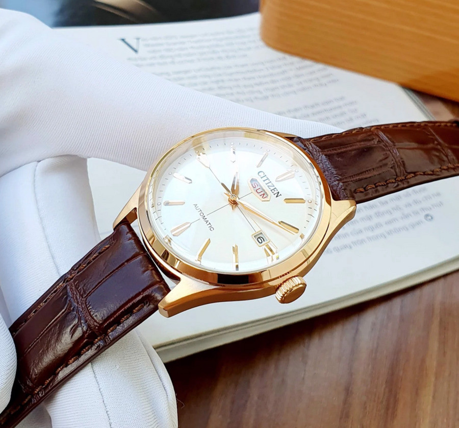Citizen Automatic Rose Gold Tone White Dial NH8393-05A Day Date Men’s Watch