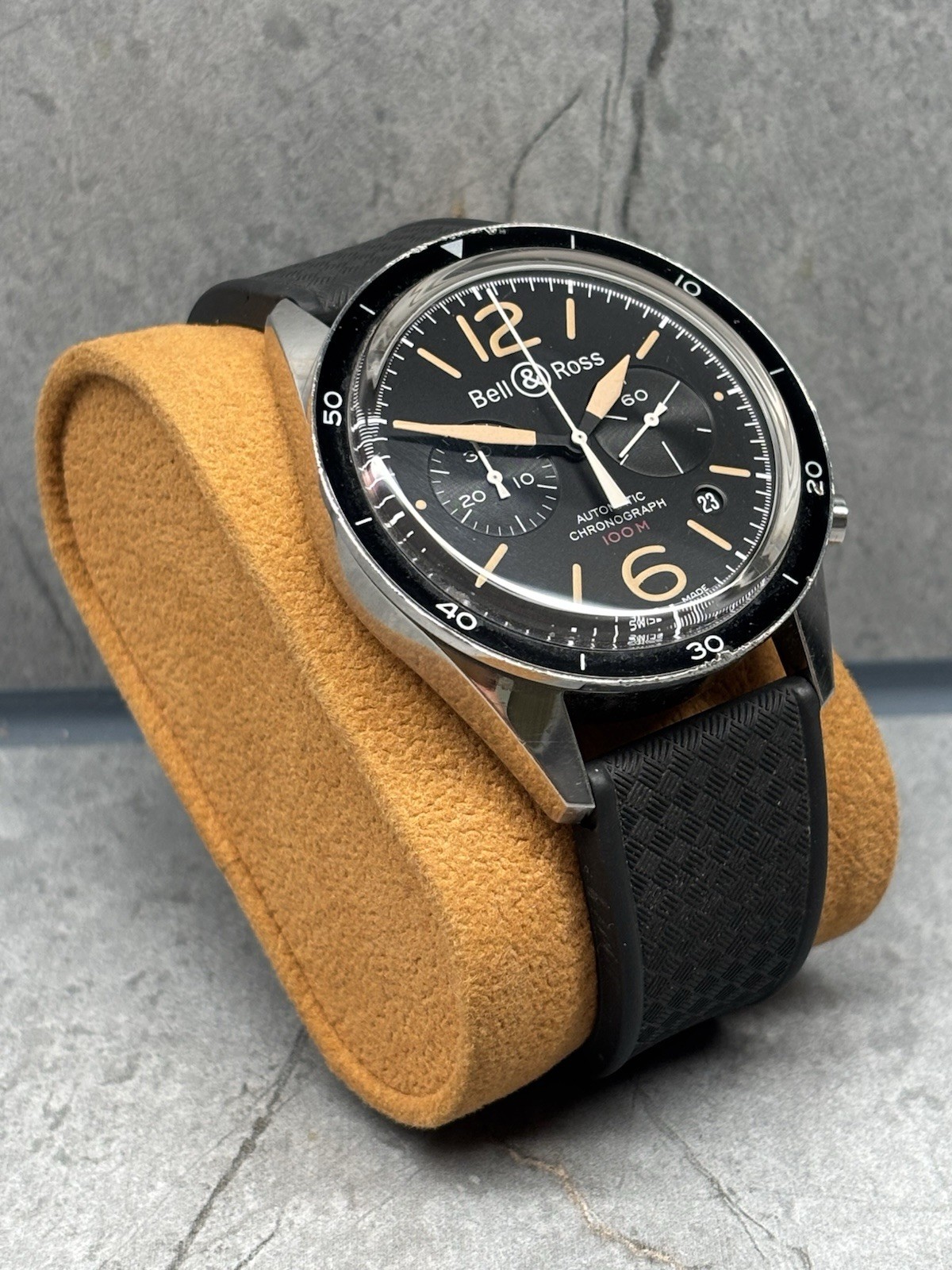 Rare Serviced Bell & Ross Vintage Heritage Sport BR126-94-SP Black Dial 42mm
