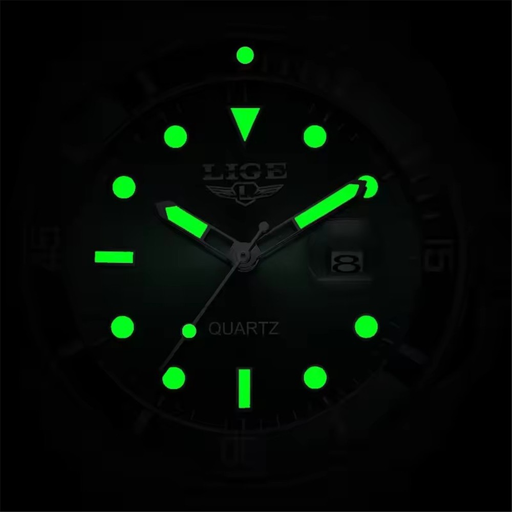 LIGE Men Watch Brand Luminous Wristwatch Business Male Calendar Steel Watches