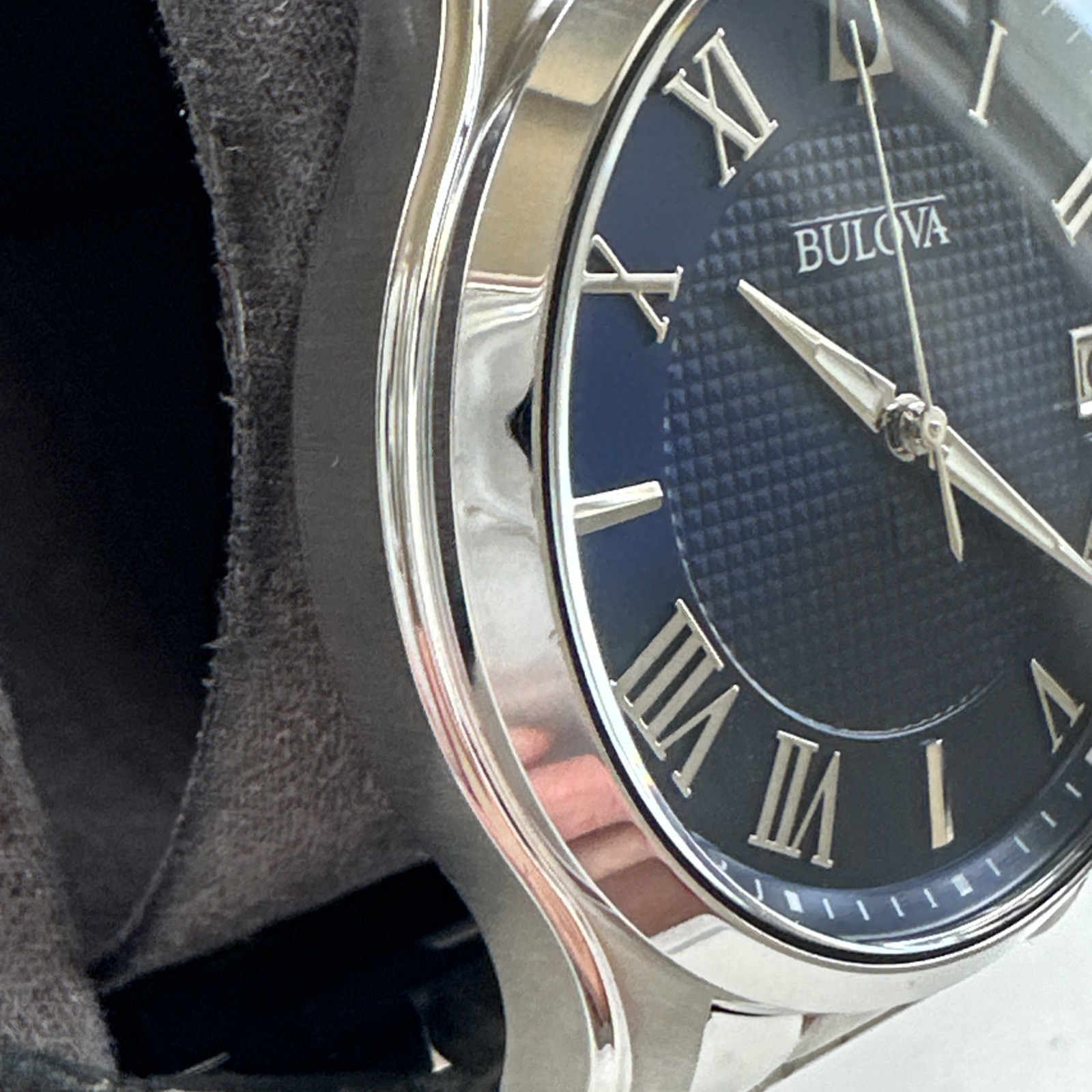 Bulova Wilton Men’s Quartz Silver-Tone Blue Dial Watch 41MM 96B386