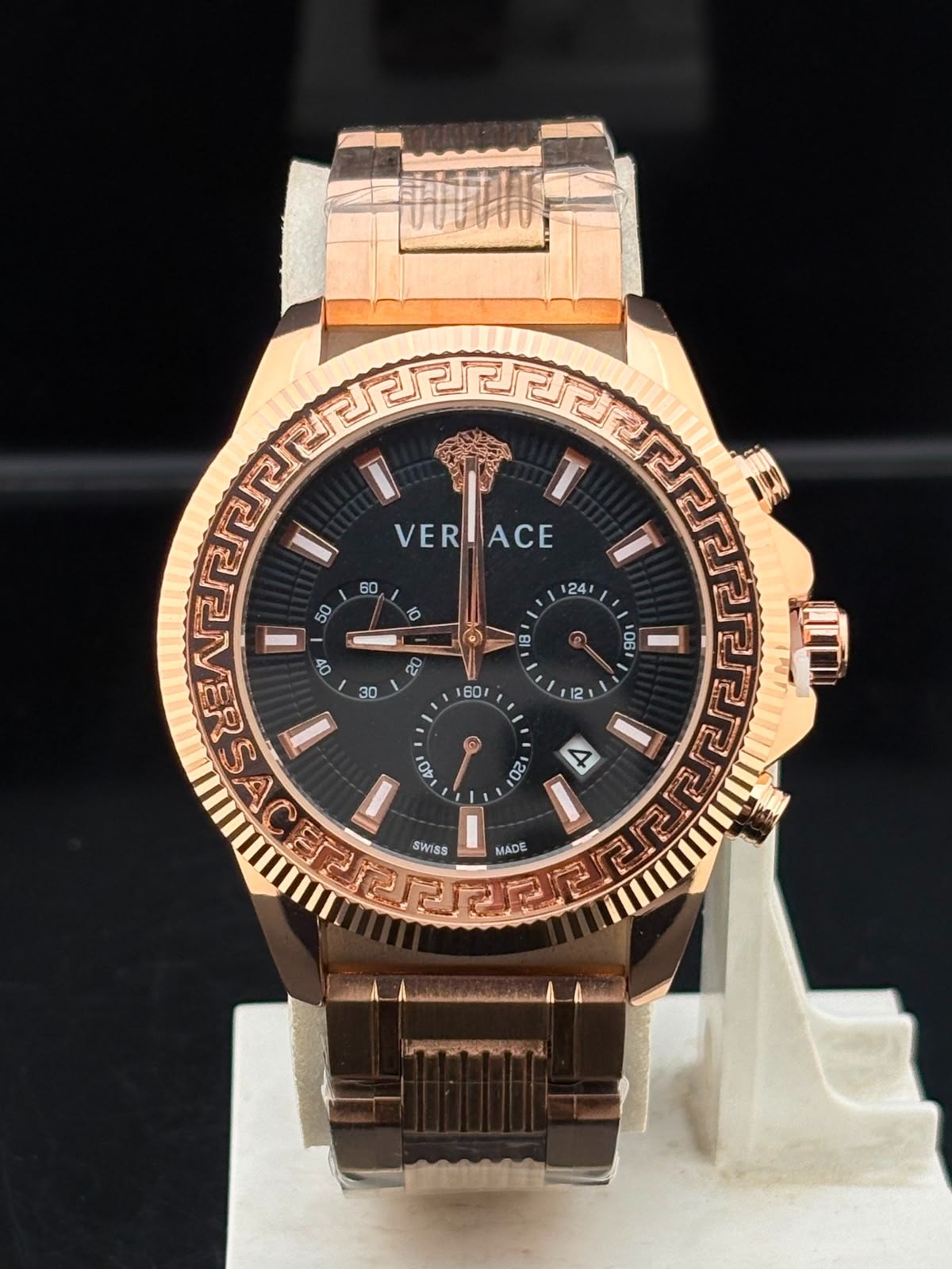 Vintage Refurbished Versace Black Dial Wrist Watch Fully Working Condition