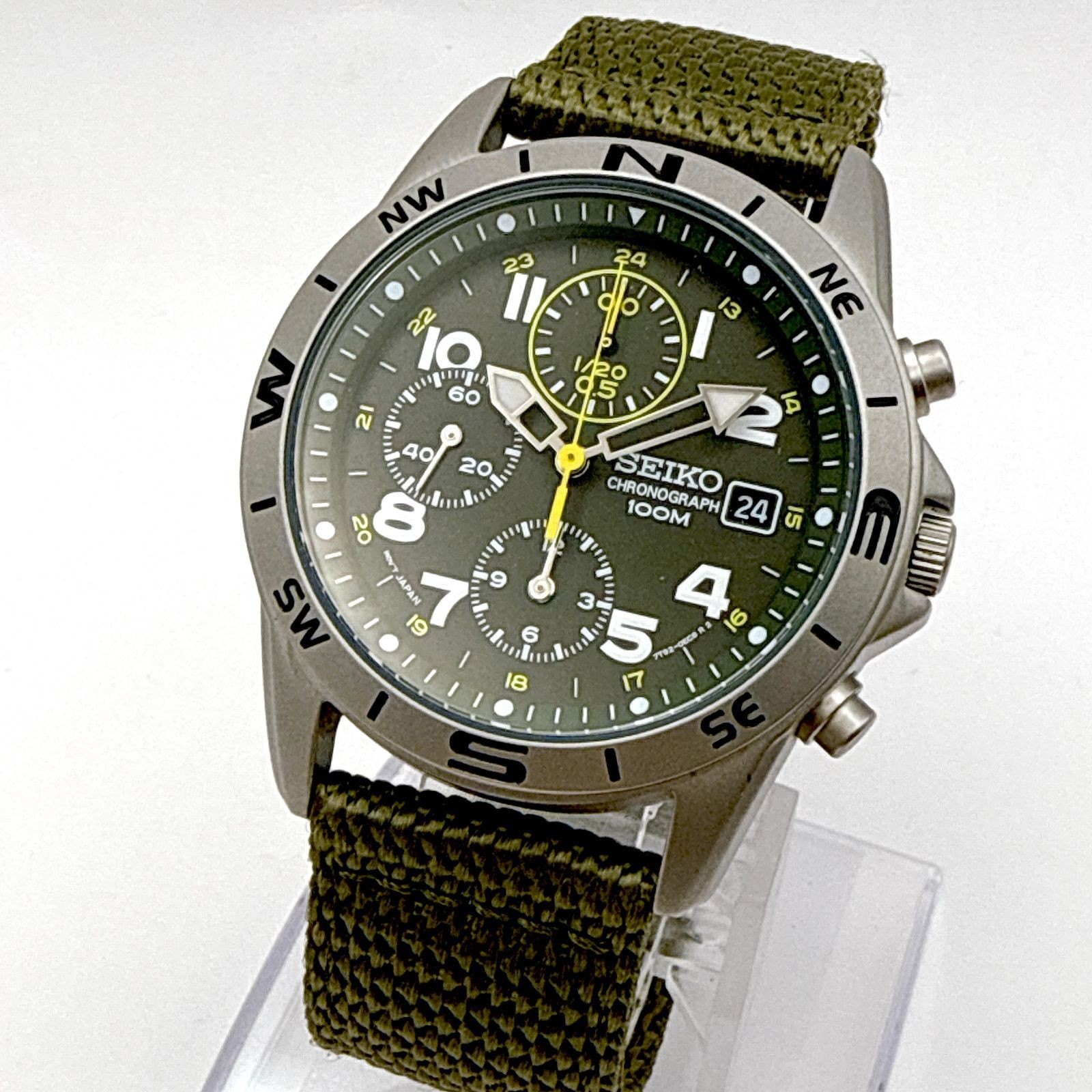 B183 Working Excellent Condition SEIKO Military Chronograph SND377R Khaki Men’s