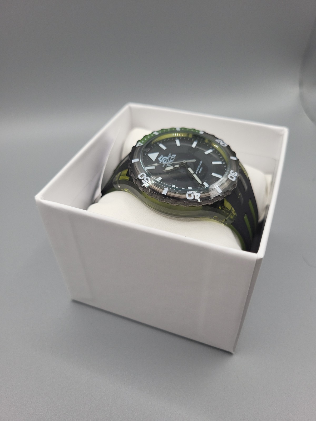 Invicta Subaqua 70035 Men’s Watch Green Transparent Case Black Dial 100m