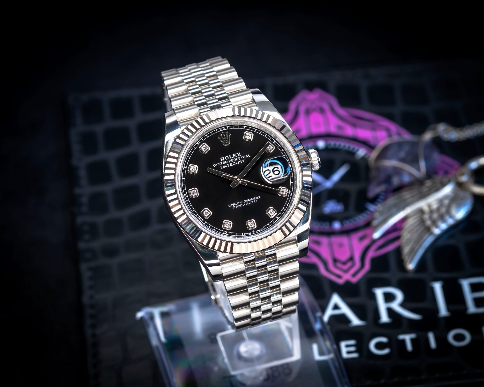 Rolex Datejust 41 Black Diamond Dial Jubilee Fluted – 2025 – BOX & PAPERS 126334