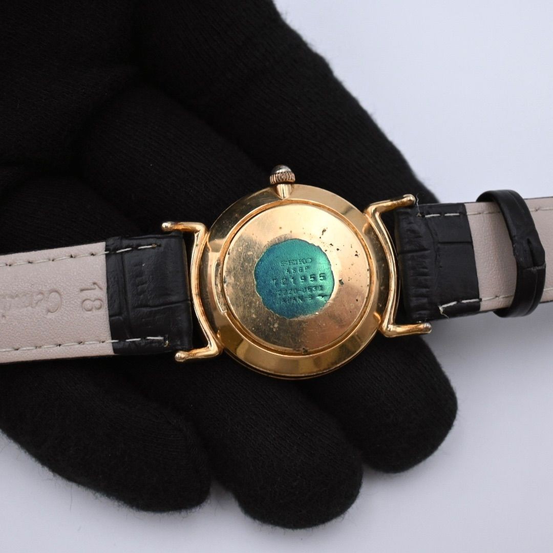 Working SEIKO Hand Wound 2220 0530 Chariot Round Roman Black Dial Antique Men’s