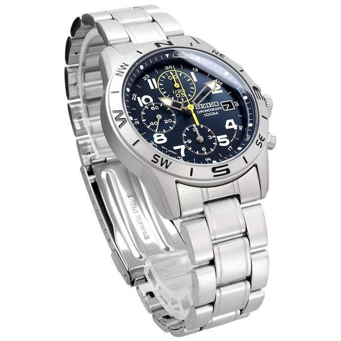 SEIKO Chronograph SND379P1 Blue Silver Men’s Watch New w/Box JP