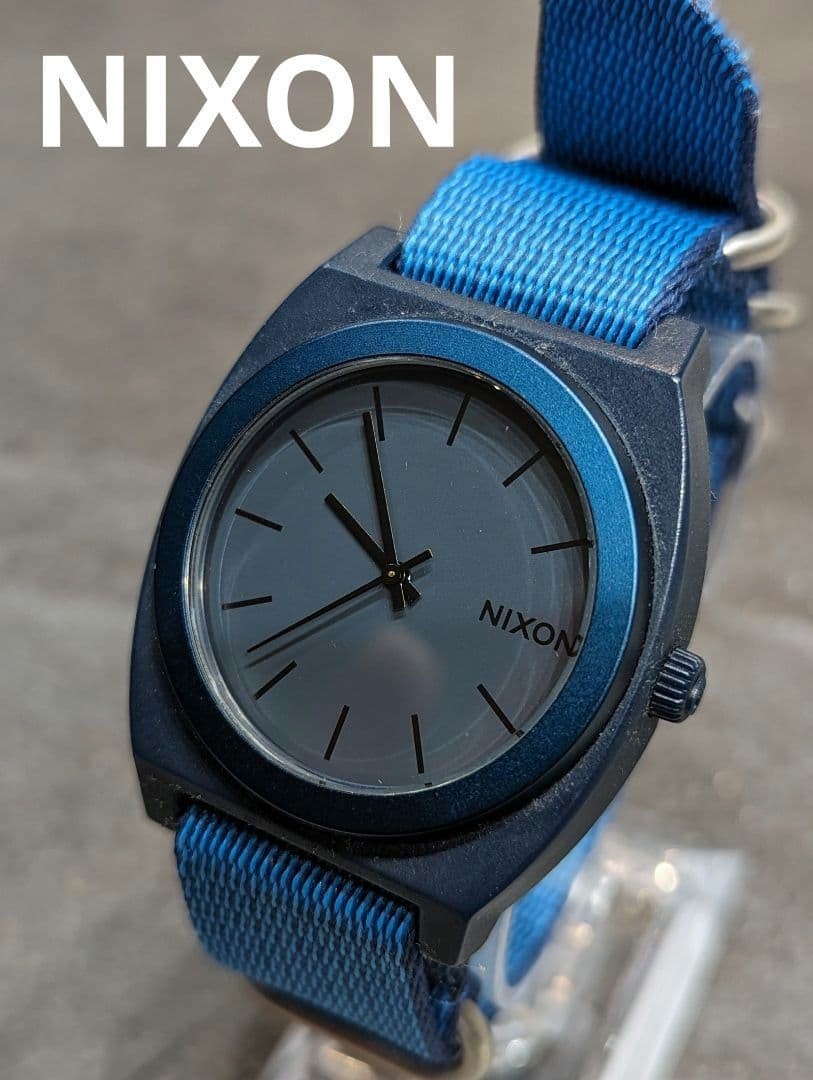 Battery replaced. NIXON Time Teller wristwatch with nylon strap, navy.