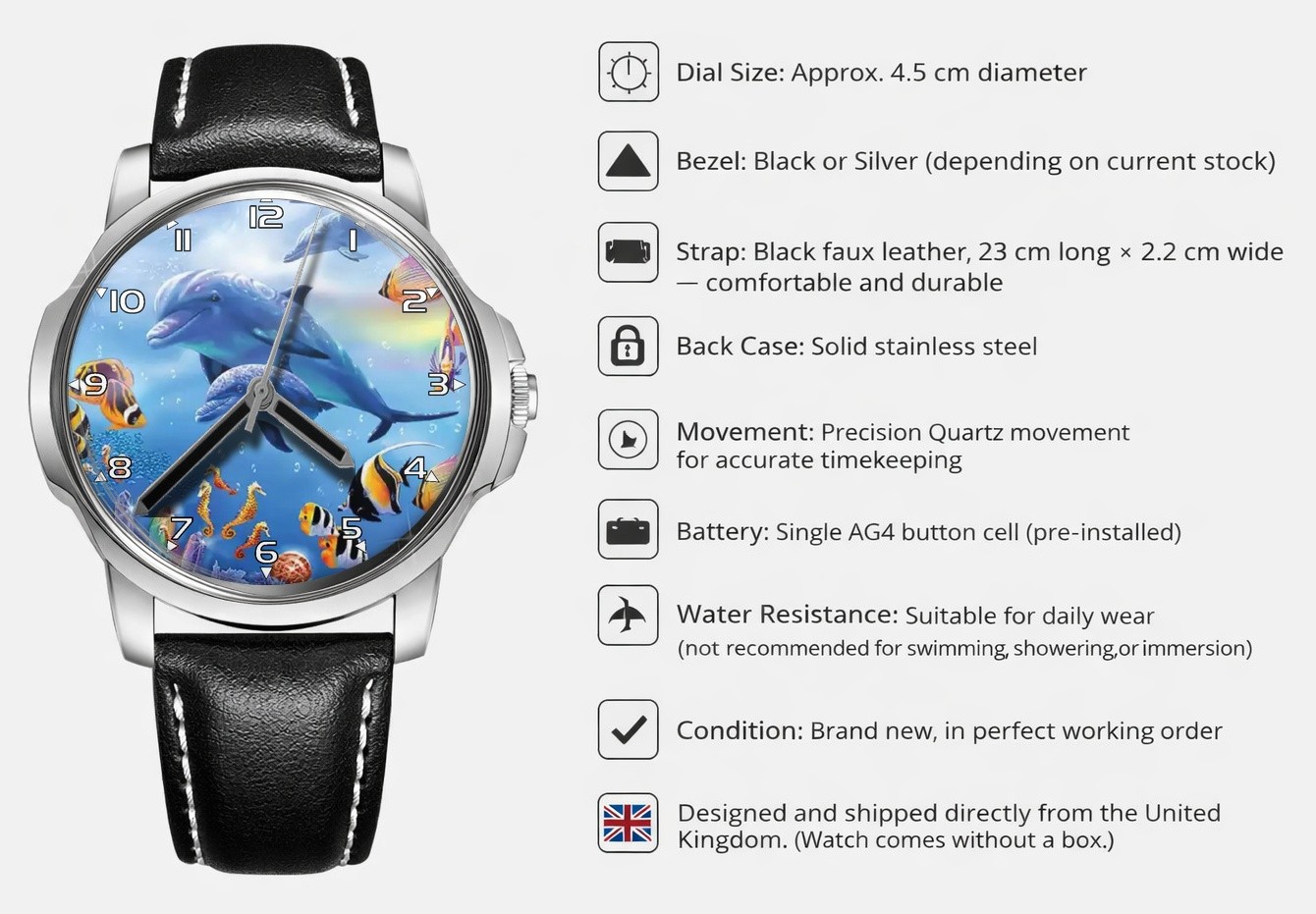Dolphin Underwater World Unique Wrist Watch FAST UK