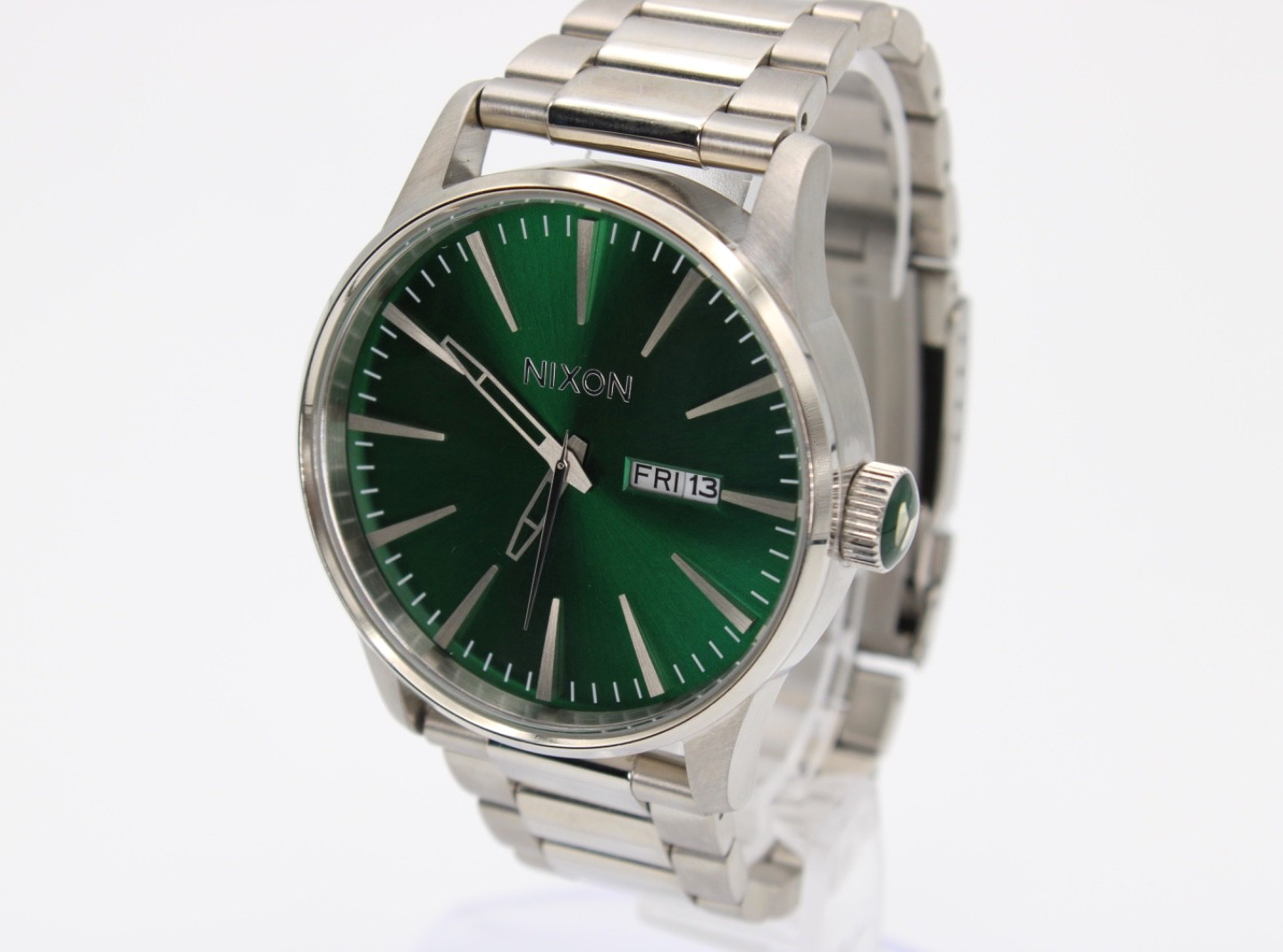Nixon Sentry 42mm A356-1696 Stainless Steel Green Sunray Quartz