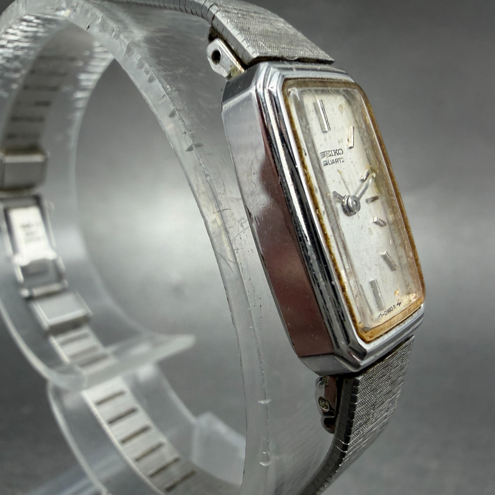 Seiko Watch Women 13mm Silver Dial Silver Tone Rectangle 1320-5779 New Battery7