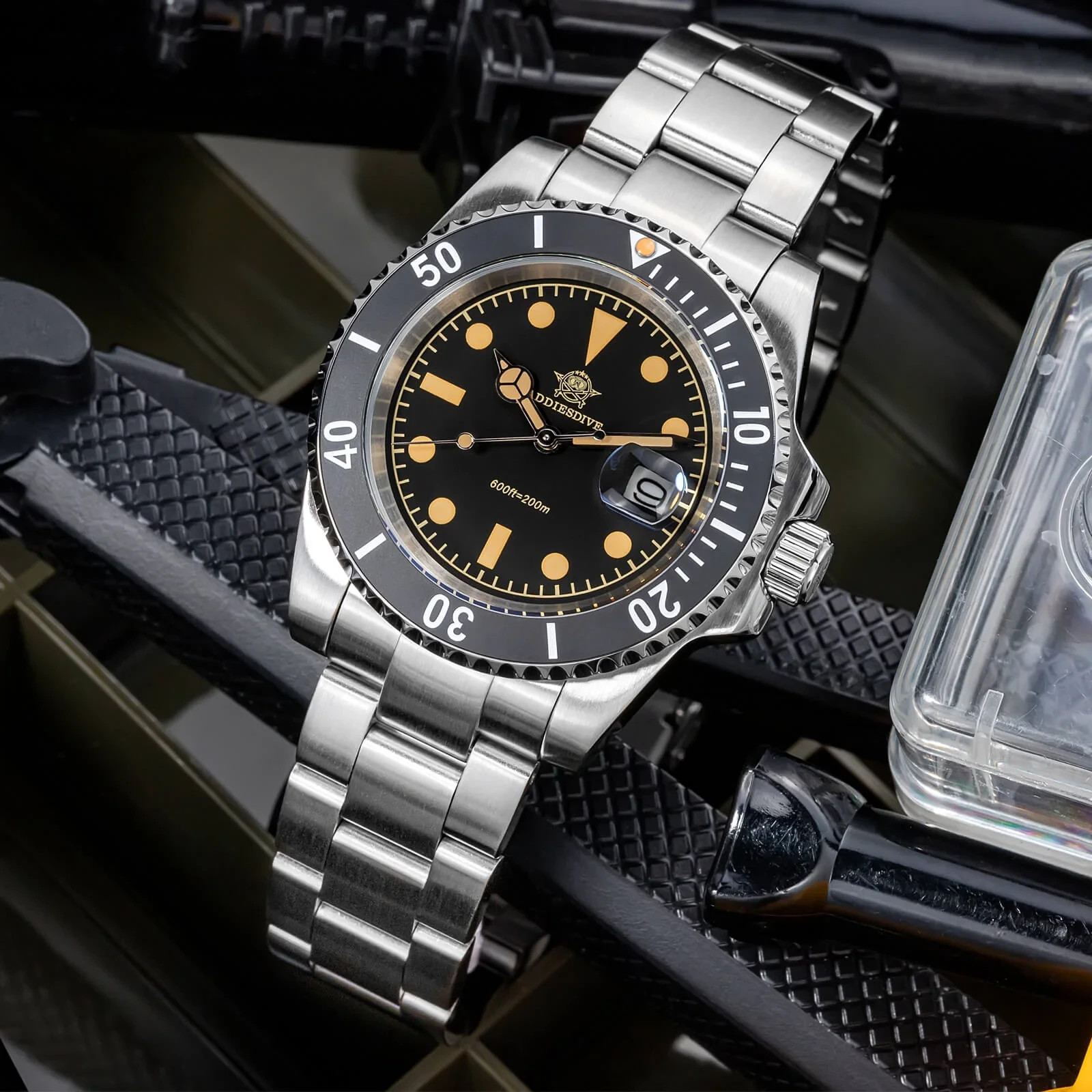 41MM ADDIESDIVE Quartz Mens Watch Diver 200M Waterproof Luminous Stainless NEW